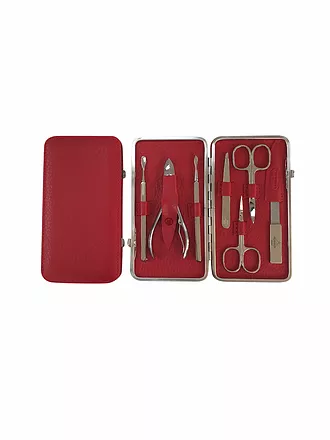 HAMMANN | Set de manicura de cuero (rojo, 7 piezas) | 